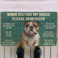 【PPQ Home Life Museum】 โปรดจำ Bulldog Dog 39; S House Rules พรมเช็ดเท้า Plush Tape พรมเช็ดเท้าในร่ม Non Slip Door Floor Mats พรม Decor Porch พรมเช็ดเท้า