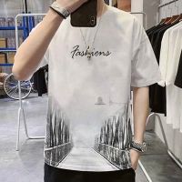 ##สินค้าพร้อมส่งในไทย##เสื้อยืดแขนสั้นคอกลมแฟชั่นผู้ชายเทรนด์ใหม่ เสื้อผ้าหลวม ลำลองTSH002