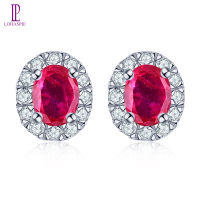 Lohaspie Jewelry Genuine 0.7 Carat Sterling Silver 925 Stud Earrings Natural Ruby Stud Earrings Gemstone Ruby Earring For Women Jewelry 925 Silver Jewelry