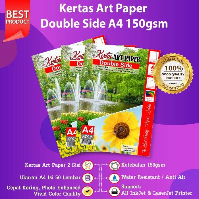 Kertas Art Paper A4 150gsm isi 50 lembar Paper Art 150 gsm Lazada