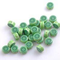 16x9mm 10pcs green Round kiwi fruit print Ceramic Beads Loose Beads Fit Jewelry Diy Spacer beads YKL0385