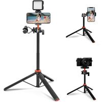 UURIG TP-02 Extendable Tripod 51" Selfie Stick Phone Vlog Tripod Stand with Phone Clip 360° Ballhead for iPhone Sony Canon GoPro Selfie Sticks