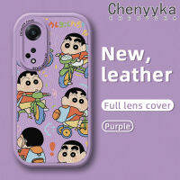 เคส Chenyyyka สำหรับ OPPO A98 5G A1 5G F23 5G เคสการ์ตูนน่ารักดินสอสี Shin-Chan ดีไซน์ใหม่เคสโทรศัพท์มีลายนุ่มหนังฝาปิดด้านหลังเลนส์เต็มรูปแบบเคสป้องกันกล้องกันกระแทก