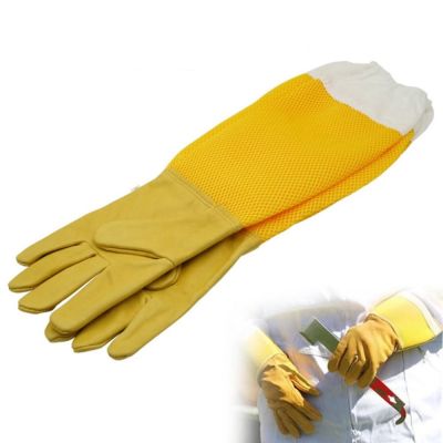 GVDFHJ ถุงมือป้องกันแขนเสื้อสำหรับคนเลี้ยงผึ้ง,ถุงมือทำงานหนังแกะถุงมือเลี้ยงผึ้งทนทานระบายอากาศได้ดี