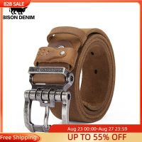 BISONDENIM Men Top Layer Leather Casual High Quality Belt Vintage Design Pin Buckle Genuine Leather Belts W71793 Belts