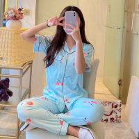 HOT ● 【Dora】 Loungewear Size Sleepwear Women s Pyjamas Women Pajamas Night Dress Korean Plus Size Pyjamas Set Sleepwear cartoon Pajamas Women short-sleeved summer trousers cardigan little suit lapel button household to takeTH