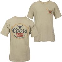 Coors Banquet Rodeo Logo Distressed Front and Back Tan T-Shirt