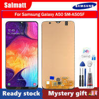 Salmatt จอ OLED สำหรับ Samsung Galaxy A50 A505F/A50S A507F สัมผัสหน้าจอ LCD ชิ้นส่วนหน้าจอดิจิตอลรองรับหน้าจอลายนิ้วมือสำหรับ Samsung Galaxy A50 SM-A505F SM-A507F A50S