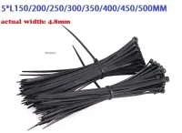 (Actual width4.8mm)BK 5*L150/200/250/300-500MM Nylon Self locking Plastic Cable Loop Ties Fasten Wire cord Wrap plastic Zip Ties Cable Management