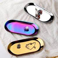 【YF】 European Jewelry Storage Tray Metal Oval Fruit Dessert Snack Plate Organizer