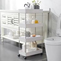 3-Tier Storage Trolley Rolling Cart Space Saving Mobile Utility Cart Organizer for Kitchen Bathroom Narrow Gaps