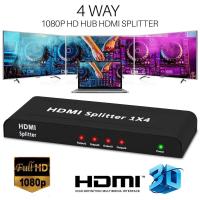 1080P 4 Way HD HUB 3D HDMI Splitter 1x4 Amplifier Switcher For HDTV Converter