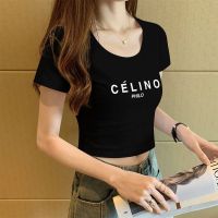 ⊙▬ T-shirt womens short-sleeved short section exposed navel tight slim high-waisted design with a gentle and elegant style bm top clothes ins tide