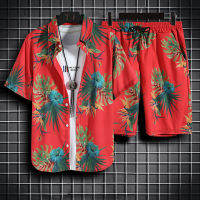 【7 Color】 Beach Shirt For Beach Travel Pants Hawaii Mens Clothes Beach shirt suitable for beach travel pants Hawaiian style mens wide clothing quick-drying normal travel vacation short-sleeved floral shirt 5-point pants plus size clothes