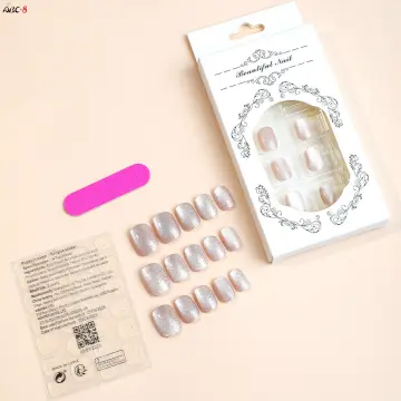 F66 Lvxiu Zhenfan Short Dark Green Cat'S Eye Fake Nail Patch Jelly