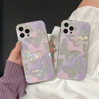 ◇✱☞ เคสโทรศัพท์มือถือแบบนิ่ม TPU ลายผีเสื้อสีม่วง สําหรับ iphone 14 Pro Max 13 Pro Max 12 Pro Max