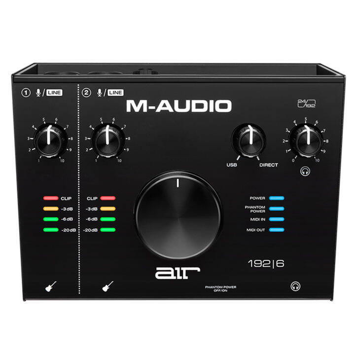 m-audio-air-192-i-6-ออดิโออินเตอร์เฟส-2-in-2-out-24-bit-192khz-ปรีแอมป์-transparent-crystal-เสียบอุปกรณ์-ไมค์ได้-2-ตัว-ฟรีโปรแกรม-ableton-live-protool-first-amp-สาย-usb