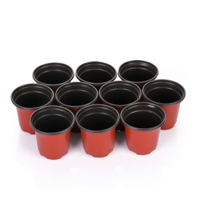 10pcs Mini Soft Plastic Two Tone Round Planter Flower Vases Nursery Pots Plant Trays Garden Supply Decor Container
