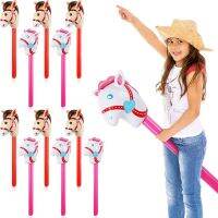 40นิ้ว Inflatable Stick Horse Head Inflatable Stick บอลลูนคาวบอย Cowgirl ฟาร์มสัตว์วันเกิด Party Decorations