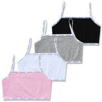 4ชิ้นล็อตเด็กชุดชั้นในผ้าฝ้ายหญิง tank top candy สีเสื้อกล้ามหญิง singlet เด็ก camisole tops s 8-14Years