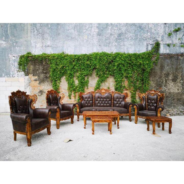Sofa Jati Ukir Romawi Selendang 3111 + Meja (promo Harga) Lazada