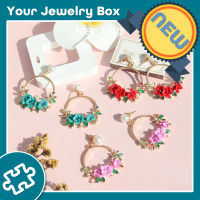 Her Lab Jewelry | เครื่องปั้นดินเผาหลากสีต่างหูมุกผู้หญิงมีหลายกระเช้าดอกไม้ต่างหูมุก MODE Korea หวานอ่อน