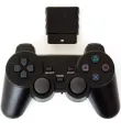 Supersto 2021ขายดีสำหรับ PS2 2.4G Wireless Twin ตัวควบคุมเกมช็อคแป้นจอยสติ๊กสีดำ Gamepad ใช้งาน2 X AAA แบตเตอรี่อุปกรณ์ควบคุมสัญญาณไวร์เลสสำหรับ PS2. 
