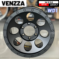 ล้อแม็กขอบ 16x9.0 ET5 6รูx 139.7 C.B 106.1? ยี่ห้อ VENZZA  รุ่น WD1 (XB) ?(ราคาต่อ1วง)? (ลูกโม่)หยดน้ำ  สีดำเงา แถมจุ๊บลมพรีเมี่ยม พร้อมส่งฟรี