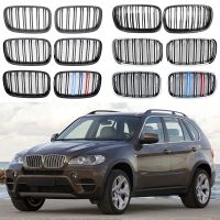 New Look Car Grille Grill Front Kidney Glossy 2 Line Double Slat For BMW X5 E70 2007-2013 X6 E71 E72 2008-2014 Car Accessories