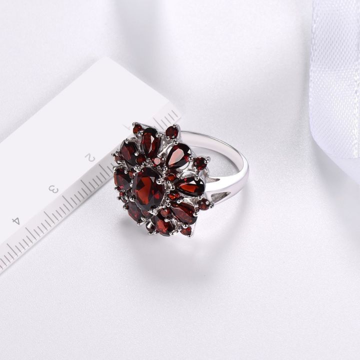 แหวนพลอยเทียมสีแดงทับทิมข้ามพรมแดนแบบแหวนโมเดลยุโรปและสหรัฐอเมริกาแหวนแฟชั่นหญิงเรียบง่ายขายส่ง
