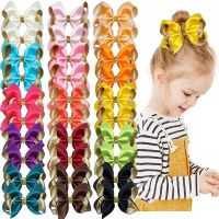 30pcs 4 Inch Hair Bows Clips Boutique Double Layer Grosgrain Ribbon Hair Bows for Newborn Infant Toddler Kids