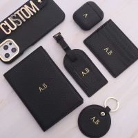 [Koala Travel] ชื่อที่กำหนดเอง Gold Letter Pebble Leather Credit ID Card Holder Keychain Luggage Tag Passport Holder Fashion Bag Protective Case