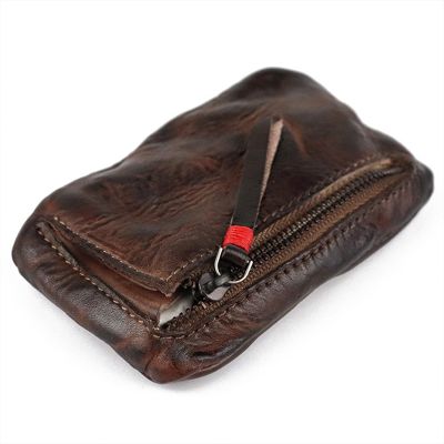 Vintage Mens Genuine Leather Mini Coin Purse Card Case Holder Wallet Clutch Male Short Zipper Small Change Bag