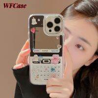 WFCase สำหรับ iPhone 14 Pro Max 13 Pro Max 12 Pro Max 11 Pro Max สีชมพูกระดุมเครื่องเพชรเคลือบพื้นผิวกระจกเคสโทรศัพท์เต็มกรอบป้องกันเคส