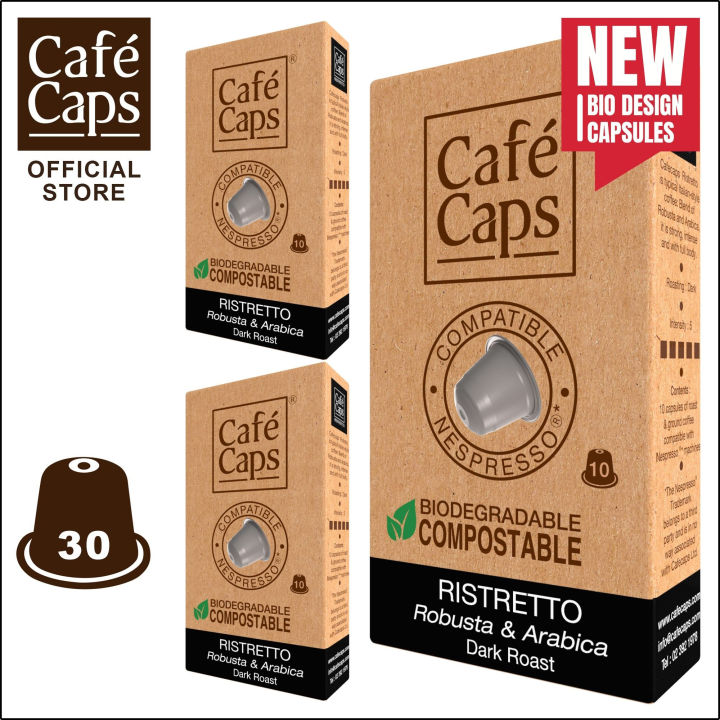 cafecaps-แคปซูลกาแฟ-nespresso-compatible-ristretto-3-กล่อง-x-10-แคปซูล-กาแฟคั่วเข้ม-สไตล์อิตาเลียน-ผลิตจากเมล็ดกาแฟอาราบิก้าและโรบัสต้า-แคปซูลกาแฟใช้ได้กับเครื่อง-nespresso-เท่านั้น