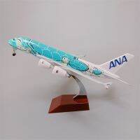 18*20ซม Lega Di Metallo Giappone Aria Airbus A380การ์ตูนเต่าทะเลสายการบินสีเขียว Diecast Moo Di Aereo E Ruote