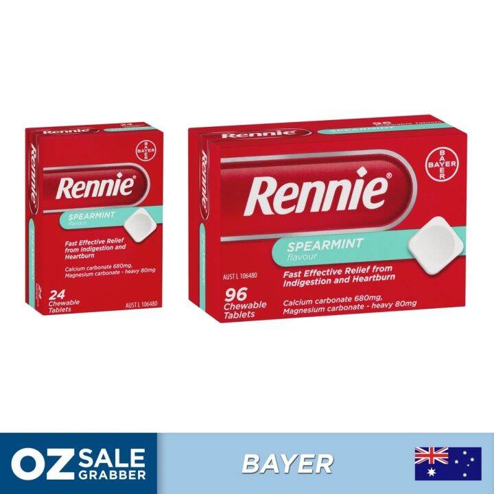 OZSALEGRABBER Bayer Rennie Antacid Spearmint Flavour 24 48 96 chewable
