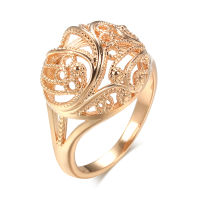 2021Kinel Hot Trendy Unique Women Rings 585 Rose Gold Hollow Pattern Romantic Wedding Rings Unusual Fashion Jewelry Party Gift