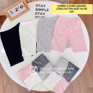 combo 4 quần leging vải cotton xuất dư cho bé gái