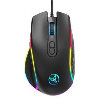 ไฟ RGB เมาส์สำหรับเล่นเกมส์แบบมีสาย12800DPI แบบปรับได้เมาส์สำหรับเดสก์ทอปการเขียนโปรแกรมแบบมาโครตั้งโปรแกรมได้เมาส์สำหรับแล็ปท็อป R