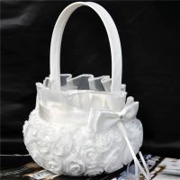 Mode Shop Flower Girl Basket for Ceremony Wedding Decoration Love Case Satin Basket Storage Candy Small Gift Confetti Card Container