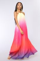 2021TEELYNN Elegant party chiffon rainbow floral print maxi dresses women sexy backless halter long summer vestidos boho beach robe