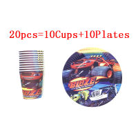 Cartoon Blaze and the Monster Machines Kids Disposable Tableware Boy Birthday Paper Plate Cup Flag TableCover Decorations Supply