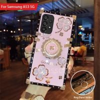 สำหรับ Samsung Galaxy A73 A53 A33 A23 A13 A72 A52 A52s 5G 4G หญิงโทรศัพท์กลับฝาครอบกรณีแหวนยึดกันชนกันกระแทกนุ่ม TPU Bling ดอกไม้ Clover