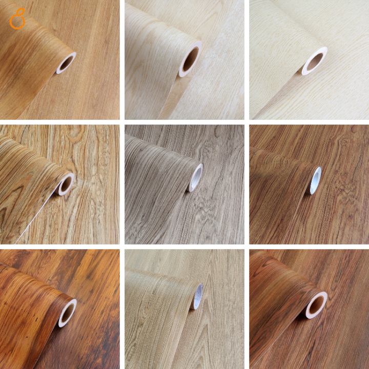 3D wood grain wallpaper PVC waterproof self adhesive wooden table ...