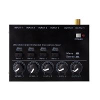 เครื่องผสมสัญญาณเสียง Mini Low Noise Mixer Ultra Compact Professional Sound Mixer 4 Channel Audio Mixer Stereo RCA Output