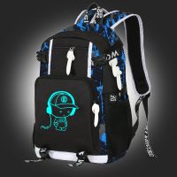 【LZ】☾  Mochila impressa Nightglow para mulheres mochila elegante para alunos do ensino médio e fundamental