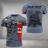 2023 NewCanada Army เสื้อยืดผู้ชาย Tops ธงแคนาดา3D พิมพ์ขนาดใหญ่ T เสื้อแฟชั่นเสื้อผ้าผู้ชาย O-Neck Camo Streetwear Tees 5xl