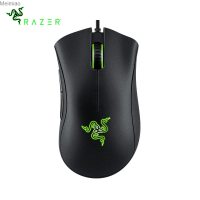 Razer สีดำ DeathAdder Essential สายเมาส์สำหรับเล่นเกมส์เมาส์6400เซ็นเซอร์ DPI ออปติคอล5ปุ่มแยกต่างหากสำหรับเกมส์พีซี Meimiao