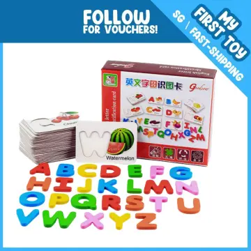 Coogam Color Blocks Spelling Games, Flash Cards Wooden Matching